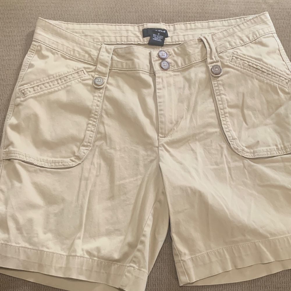 a.n.a Tan Cargo Shorts Size 12 Mid Rise Utility Casual Summer Shorts